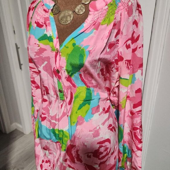 Lilly Pulitzer Rare First Impressions 100% Silk Elsa Top Sz Lg Holy Grail! - Picture 10 of 10